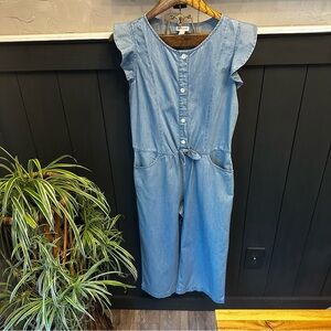 Cat & Jack Girls Chambray Light Denim Romper Wide Leg‎ Jumpsuit size XL (14-16)